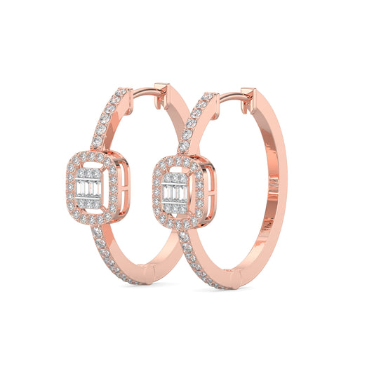 Baguette Diamond Hoop Earrings