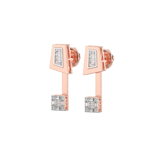Geometric Dual Diamond Stud Earrings