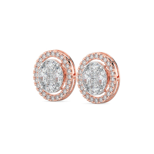 Classic Halo Diamond Solitaire Stud Earrings