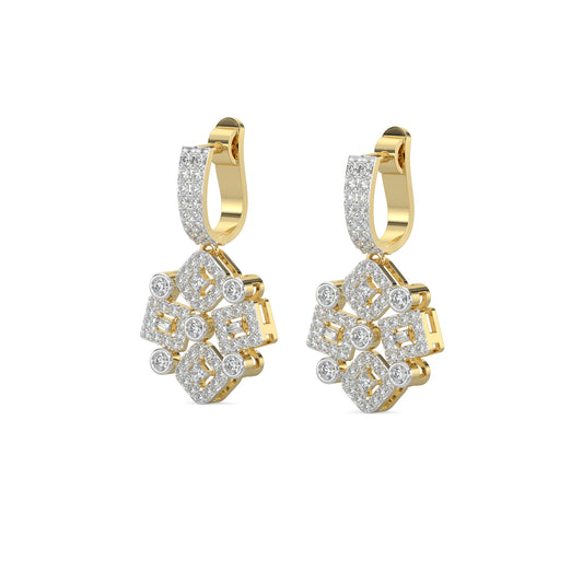 Lattice Diamond Drop Huggie Earrings