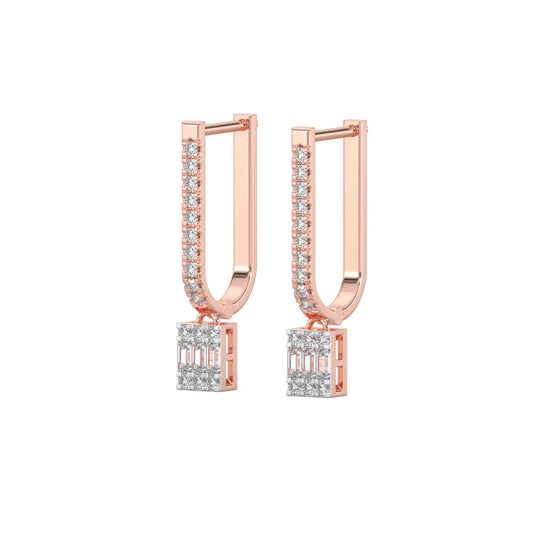 Baguette Diamond Drop Huggie Earrings
