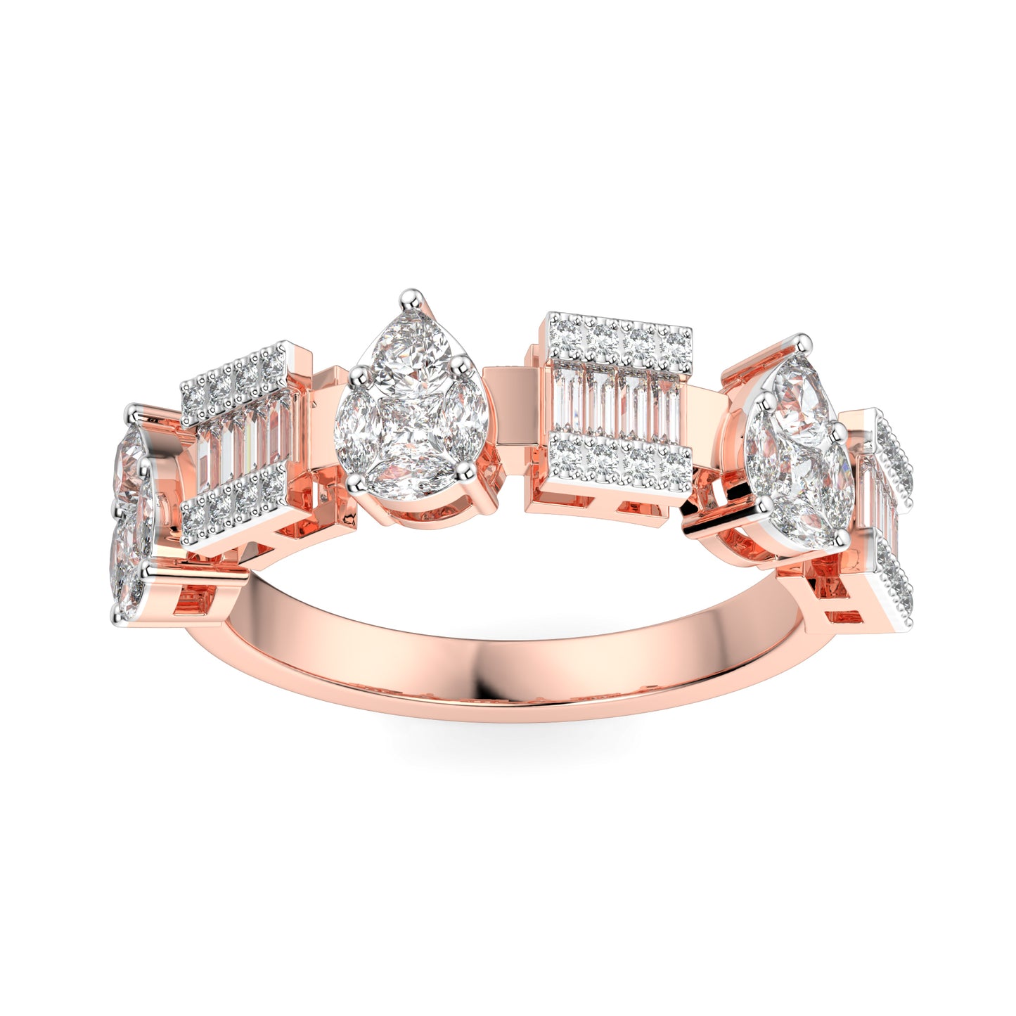 Pear Baguette Diamond Band Ring