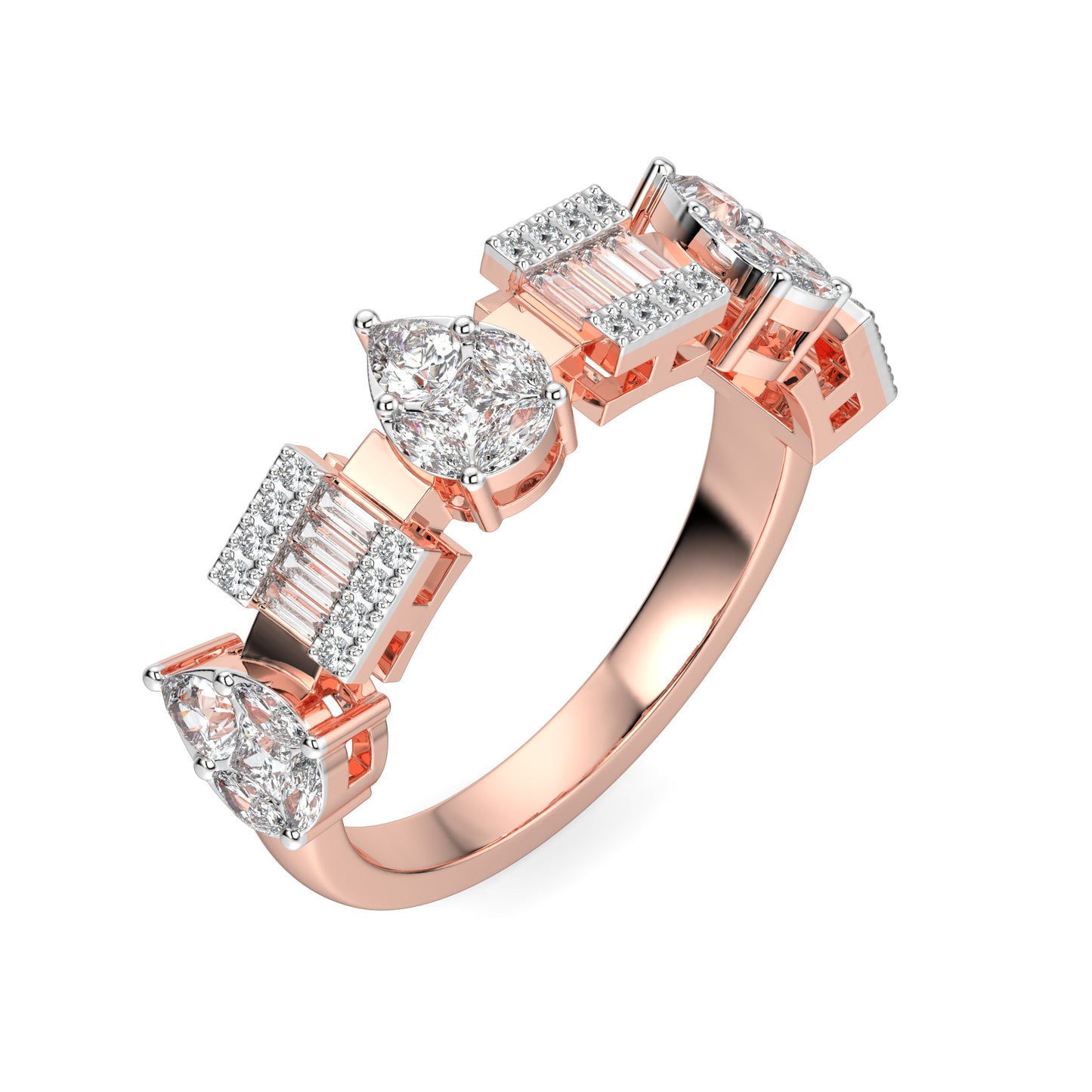 Pear Baguette Diamond Band Ring