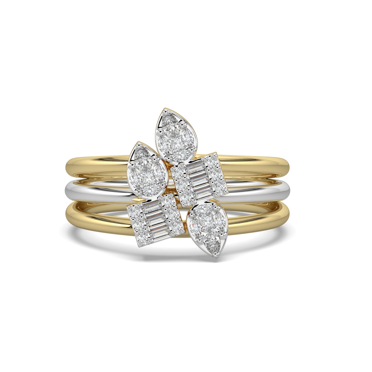 Two Tone Diamond Cluster Ring