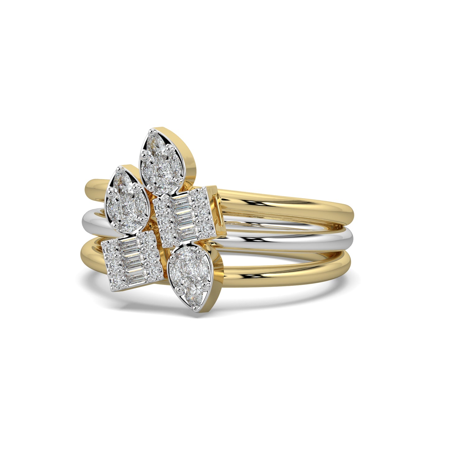 Two Tone Diamond Cluster Ring