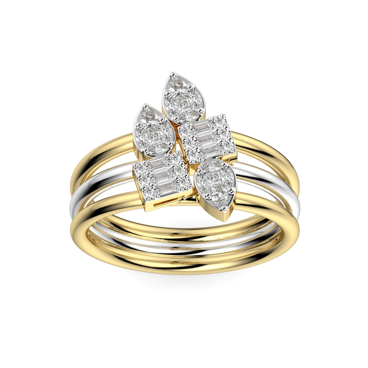 Two Tone Diamond Cluster Ring