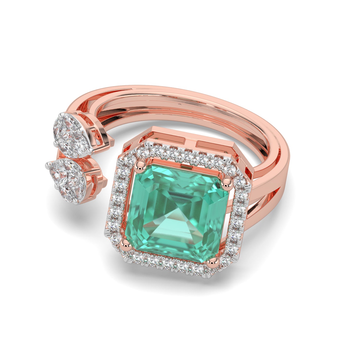 Emerald Diamond Open Ring