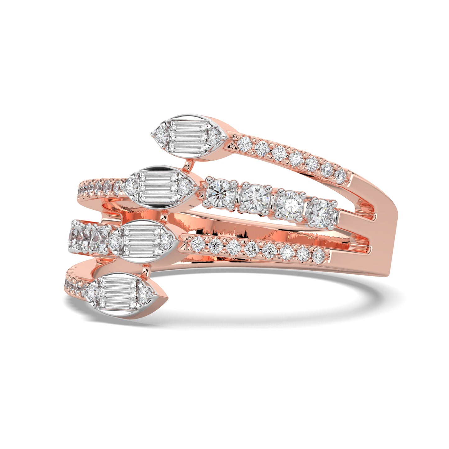Multi Band Baguette Diamond Ring