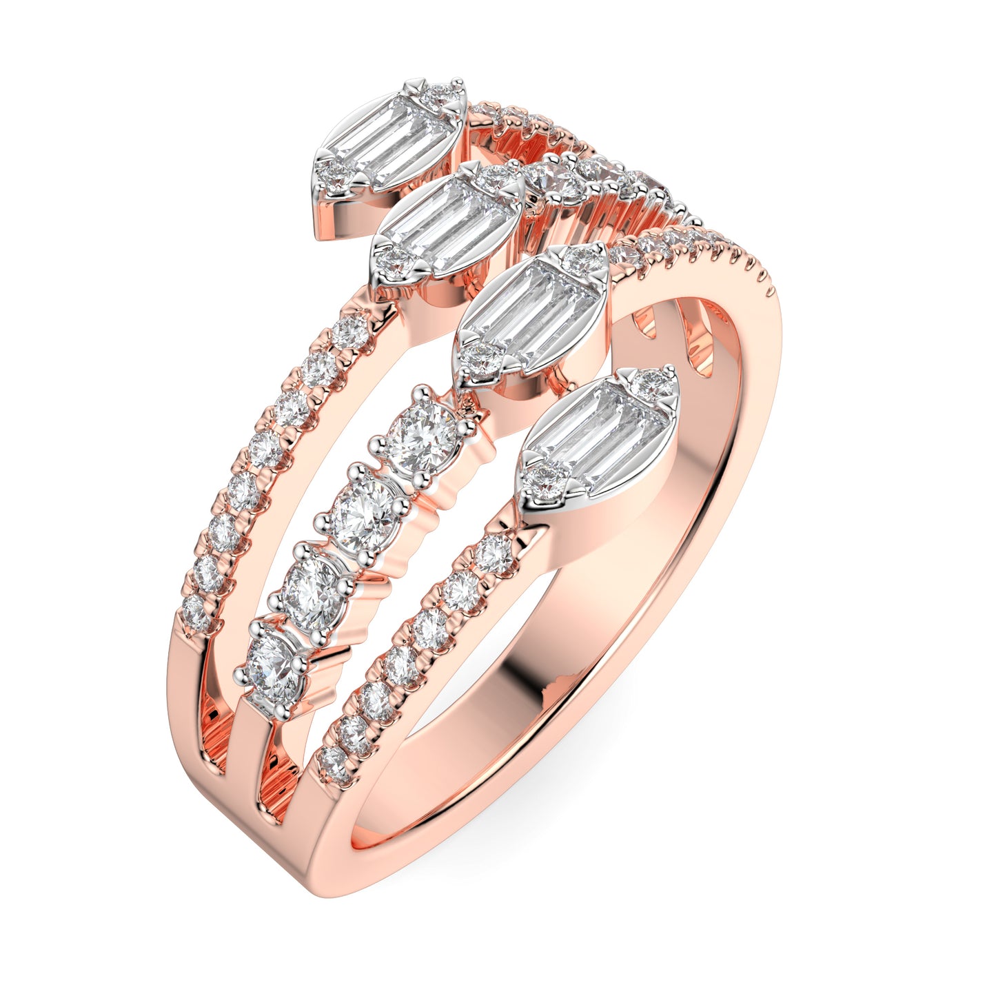 Multi Band Baguette Diamond Ring