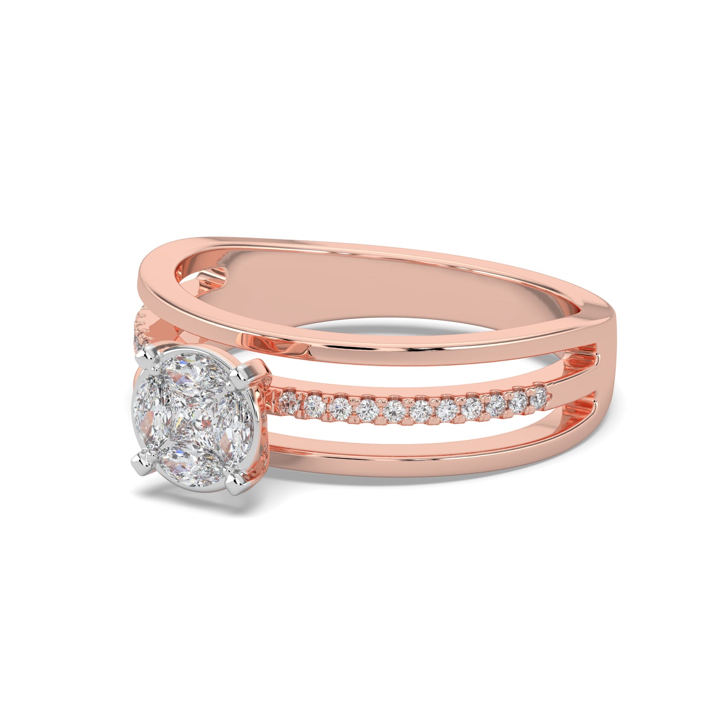Triple Band Diamond Engagement Ring