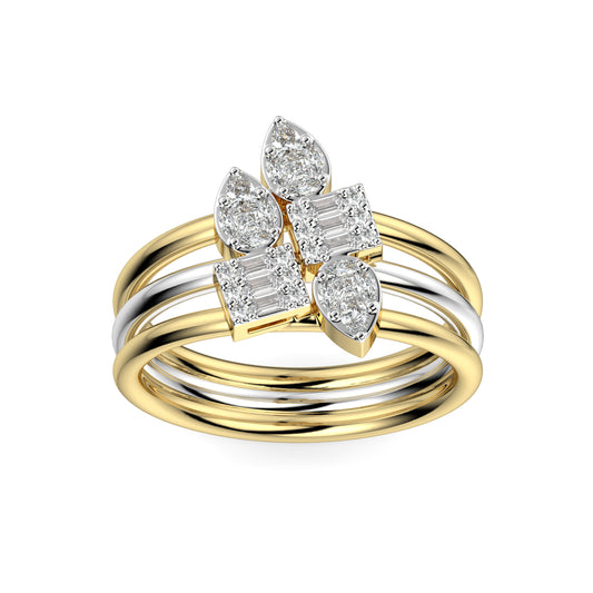 Two Tone Diamond Cluster Ring