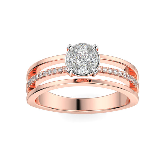 Triple Band Diamond Engagement Ring